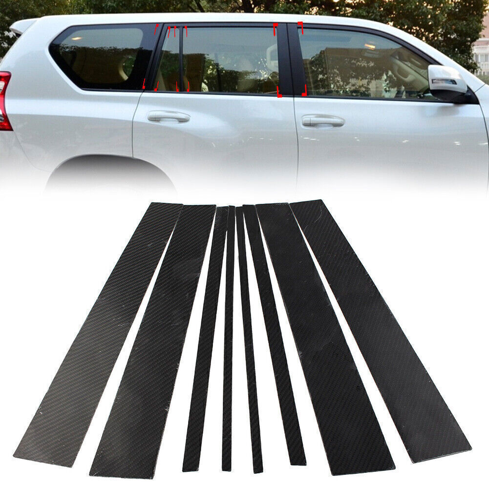 for Toyota Prado 10-21 Carbon Fiber Style Pillar Posts Door Window Strip Trim 8P