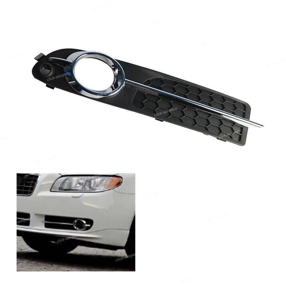 Left Front Bumper Fog Light Cover With Chrome Moulding Trim Fit for Volvo S80 V70