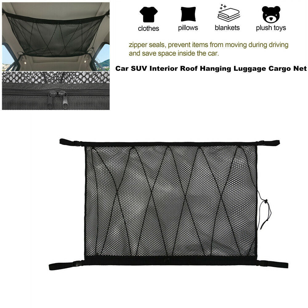 1-Pack Double-Layer Rooftop Cargo Mesh Bags - Breathable Mesh Storage Bags n
