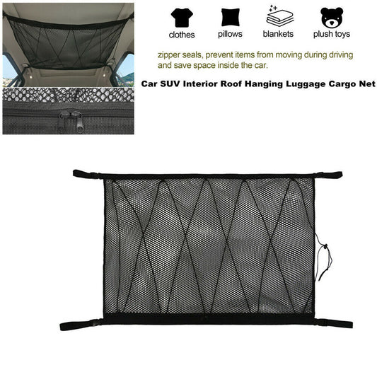1-Pack Double-Layer Rooftop Cargo Mesh Bags - Breathable Mesh Storage Bags n