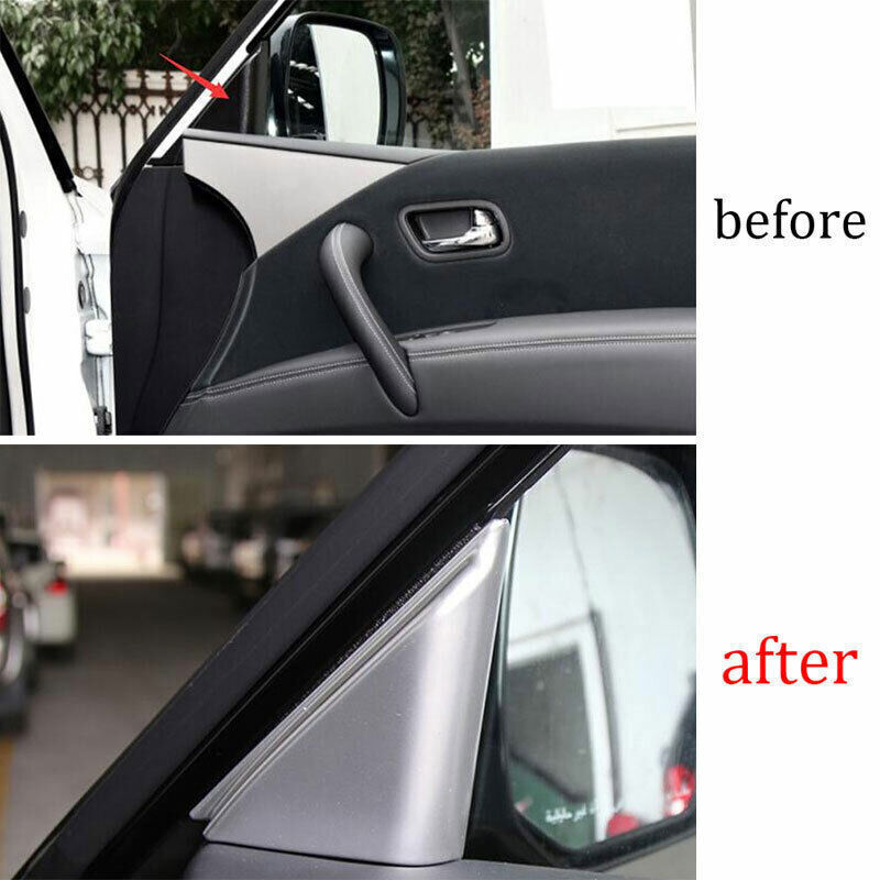 A Post Front Triangle Cover Trim 2 for Nissan Armada Y62 2017-2020 Matte Silver