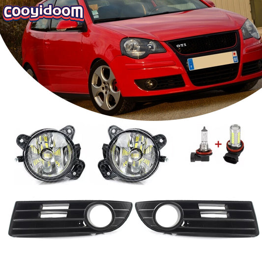 Set Front Halogen+LED Fog Light for VW Polo GTI 9N3 MK4 2005 -2010