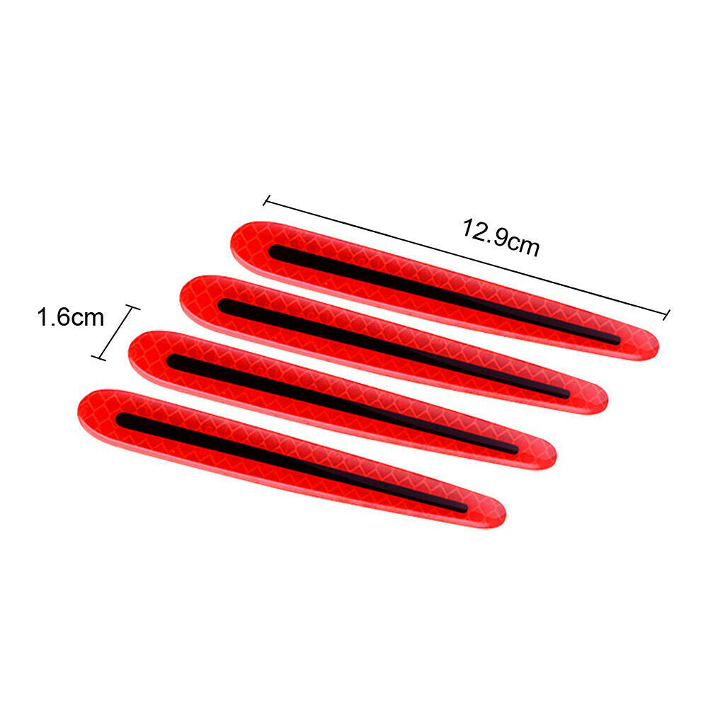 4 x Red Carbon Fiber Stripes for Car Door Handles, Safety Warning Stickers Q