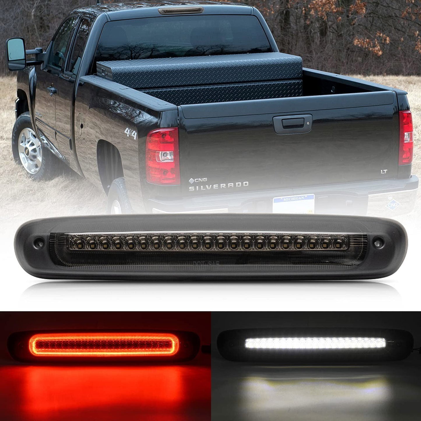 The LED third brake light is suitable for 07-13 Silverado for GMC for Sierra 1500 2500 HD- v