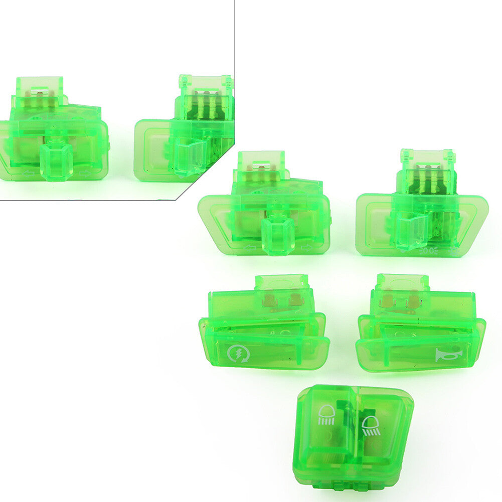 5pcs Scooter Start Horn Turn Signal Headlight High Low Switch Housing Caps Green Q