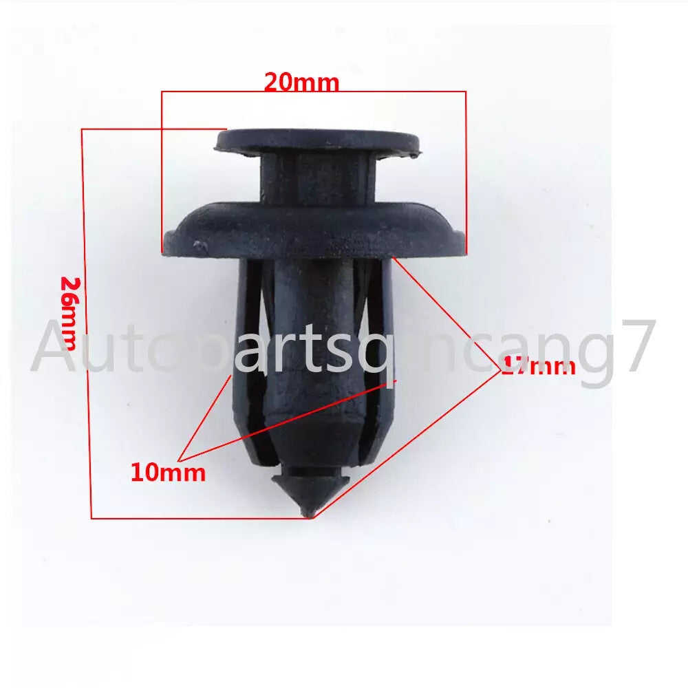 100 Pcs Fastener 10MM Auto Rivets Car Bumper Clips Hole Push Pin Plastic Fender