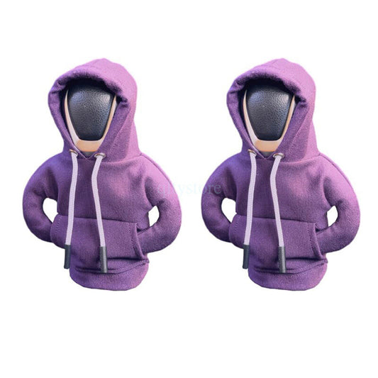 2PC Car Gear Shift Cover for Mini Hoodie Car Gear Shift Knob Cover Shirt Purple Q