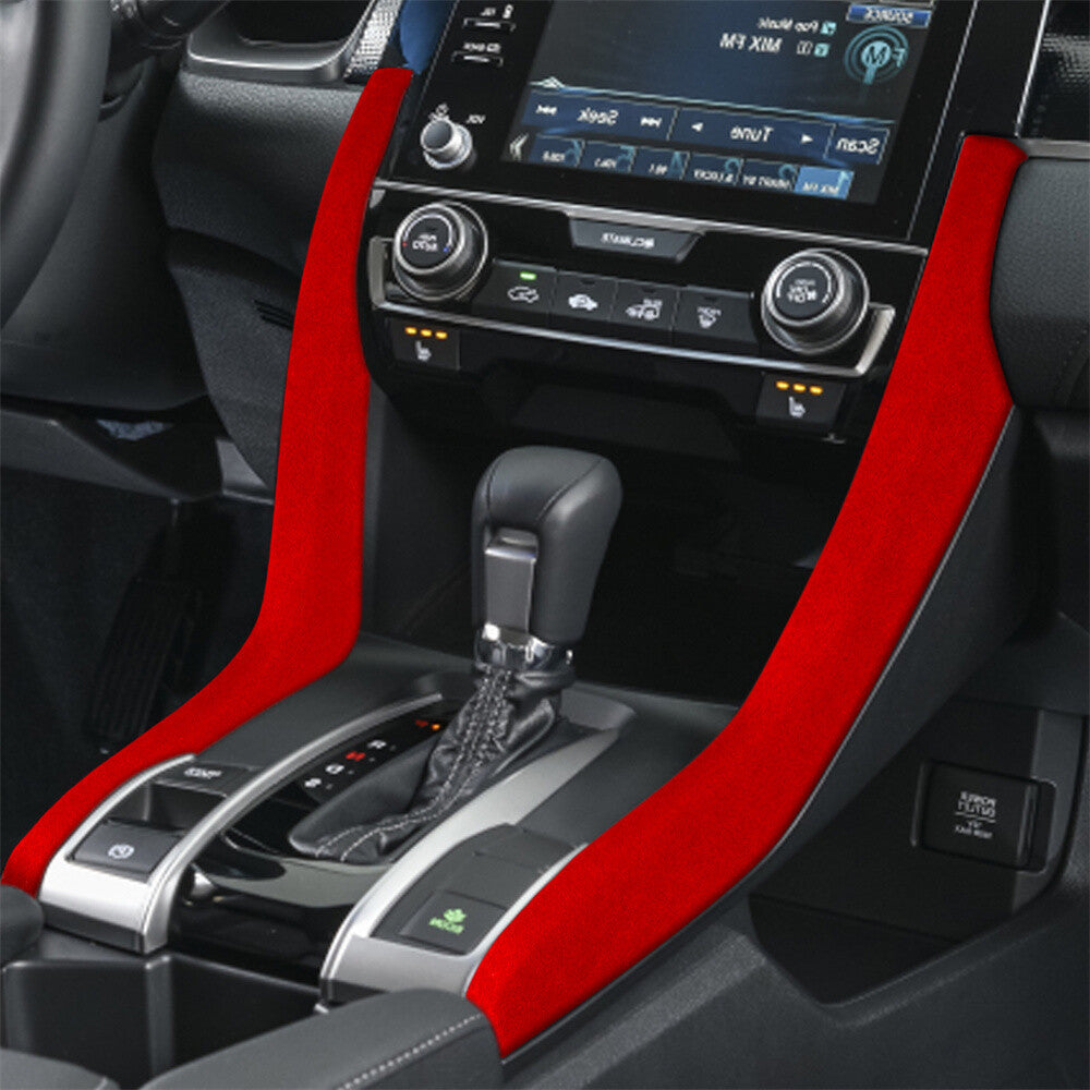 Suede Wine Red Central Control Gear Shift Side Trim for Honda for Civic 10th 2016-21