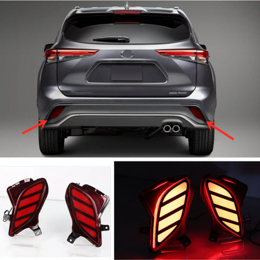 for Toyota Highlander 2020-2022 LED Rear Fog Light Tail Bumper brake Light Sets