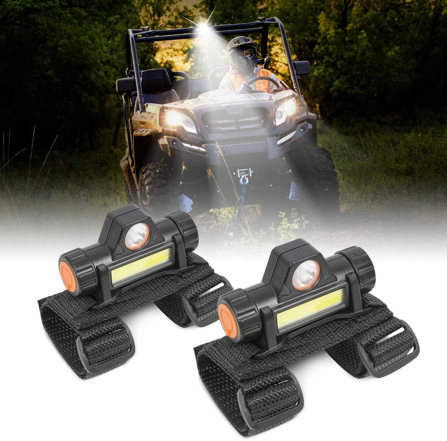 2-Piece LED Roller Mount Dome Light Universal for UTV All-Terrain Vehicles and for Golf Carts for Polaris RZR- n