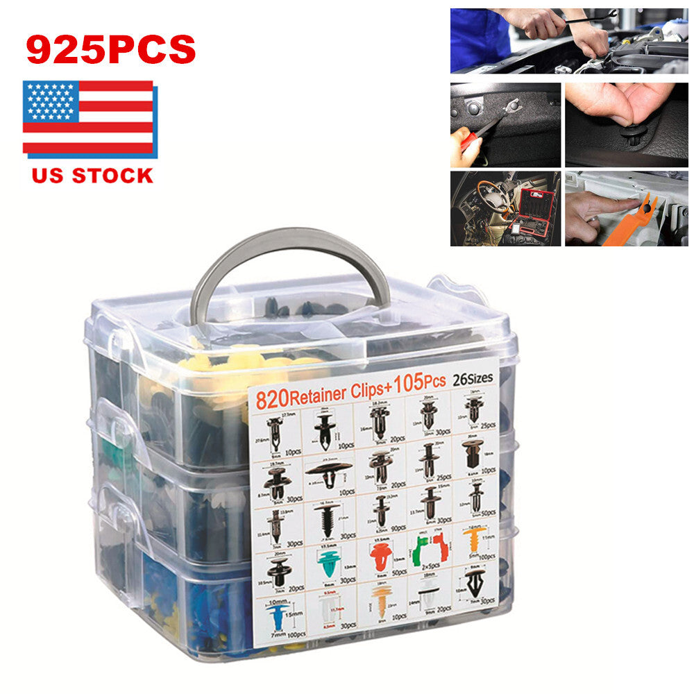 925-piece pack of car body riveting decorations, door panel clips, and makeup remover box - n