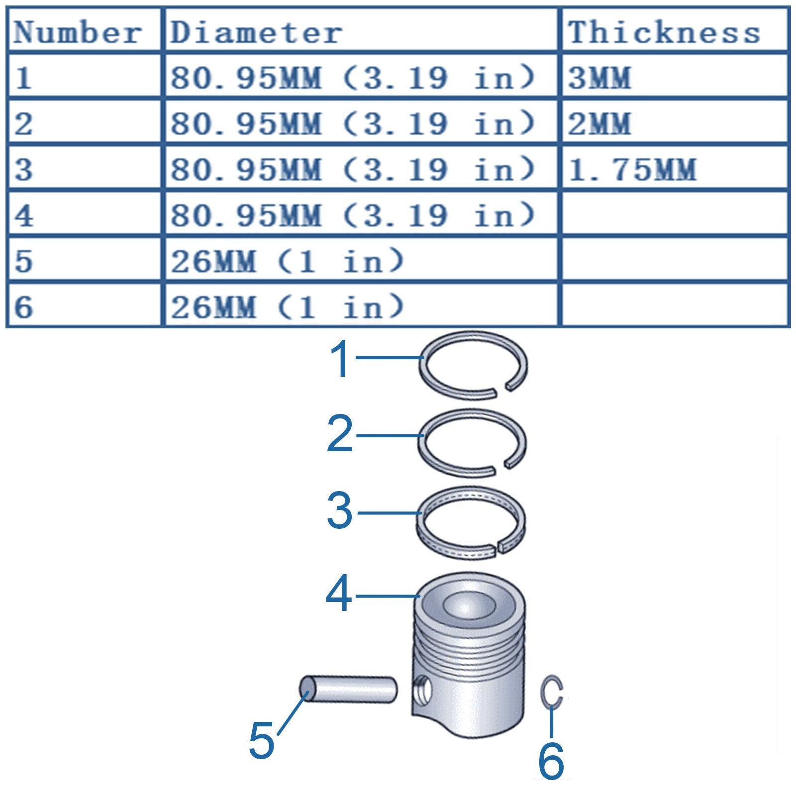 Piston and ring kit #03L107065N for Beetle, for Jetta , for Passat , for Golf , for Audi A3 2.0T. n