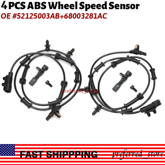 4X Front Rear Left Right ABS Wheel Speed Sensor for 2007-2017 for Jeep for Wrangler NEW