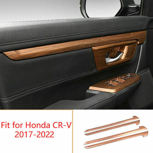 for Honda CR-V CRV 2017-2022 ABS Wood Grain Interior Door Panel Strip Cover 4pcs