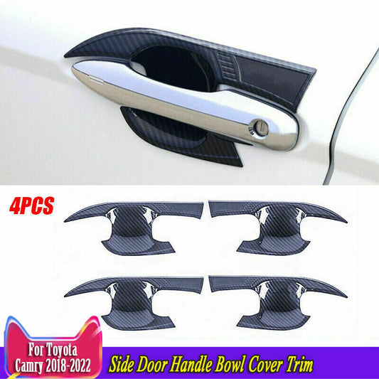 4X for TOYOTA for Camry 2018-2023 Carbon Fiber Outside Door Handle Bowl Cover Trim