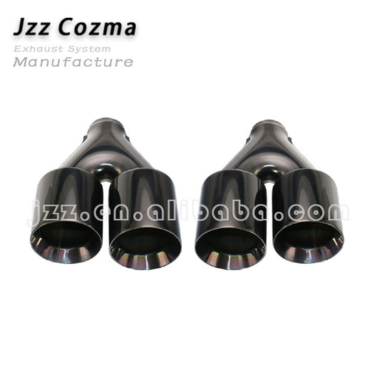 Black 2.5'' ID 4''OD Universal Dual Exhaust Tip Staggered Tips Double Wall Tip