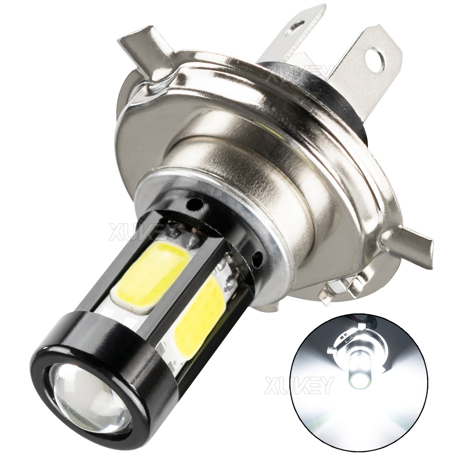 Motorcycle H4 HS1 LED Bulb 6000K White Headlight LED Hi-Lo Beam Light Lamp Bulbs