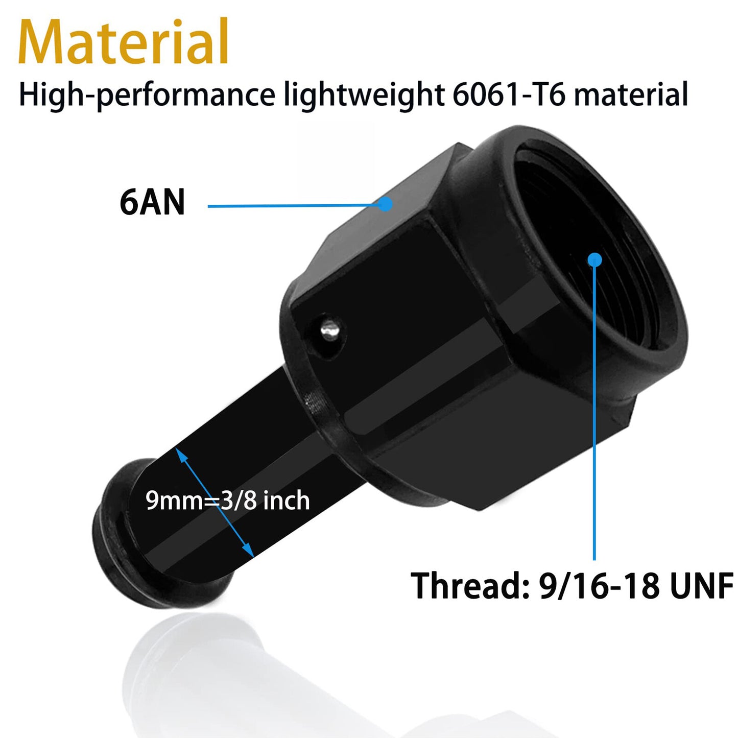 6AN AN6 Female to 3/8 inch 5/16 inch Rotary Hose Rod End Fitting Adapter 4 Pieces