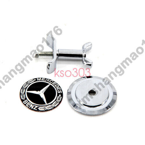 Classic black Bonnet badge cap emblem for Mercedes-Benz CSE Class W204 W211 44 mm