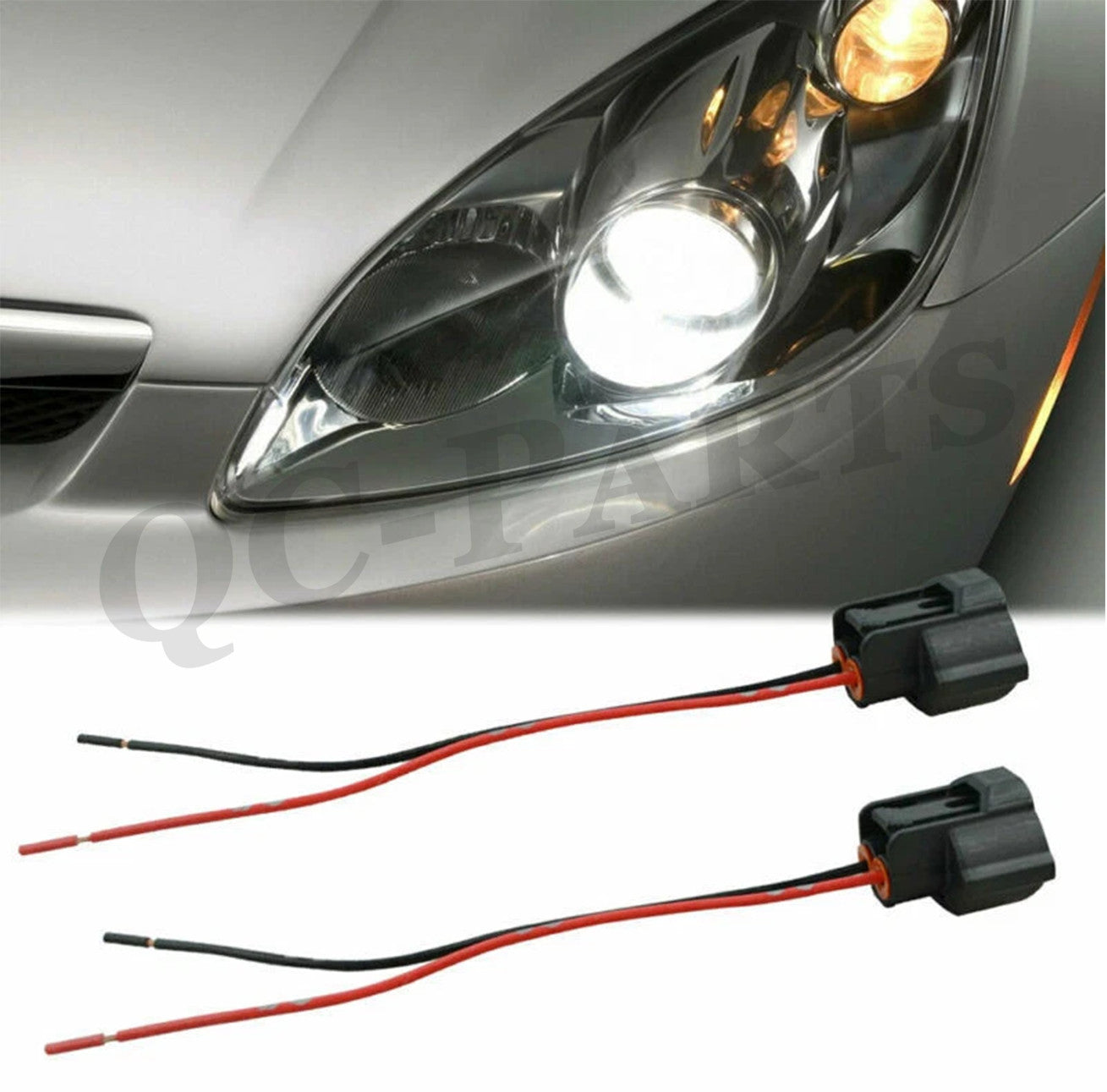 2-piece H11 H8 female connector adapter wire harness socket plug for car fog lights