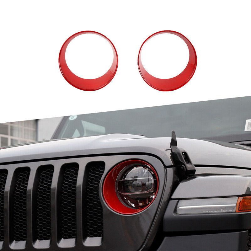 For 2018+ for Jeep for Wrangler JL Gladiator JT 2X Car Headlight Lamp Bezel Covers Trim