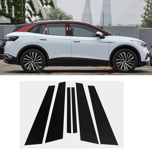 Black Pillar Panels for VW ID.4 ID4 2021-2023 6pcs Window Door Trim Piano Covers