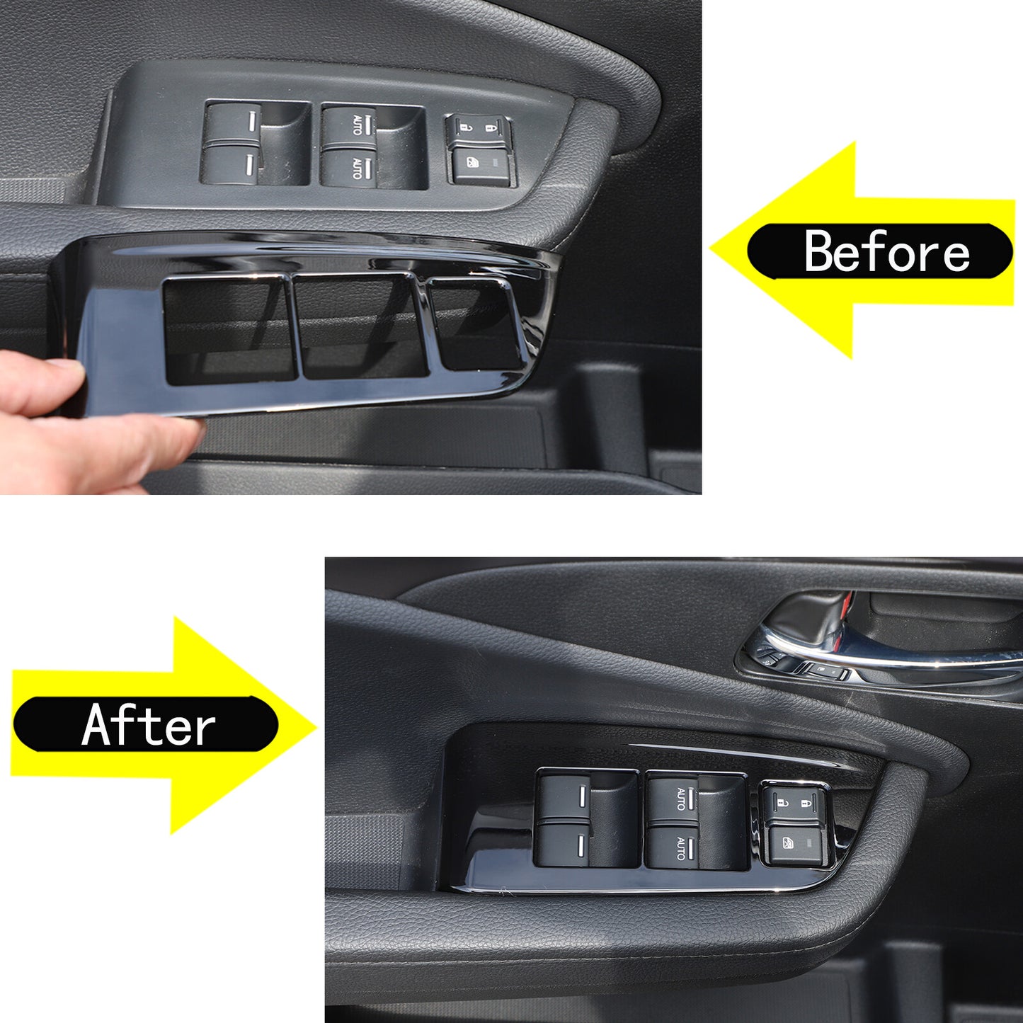 Sleek black power window switch panel cover trim for Honda Pilot 2015 - 2022 - n