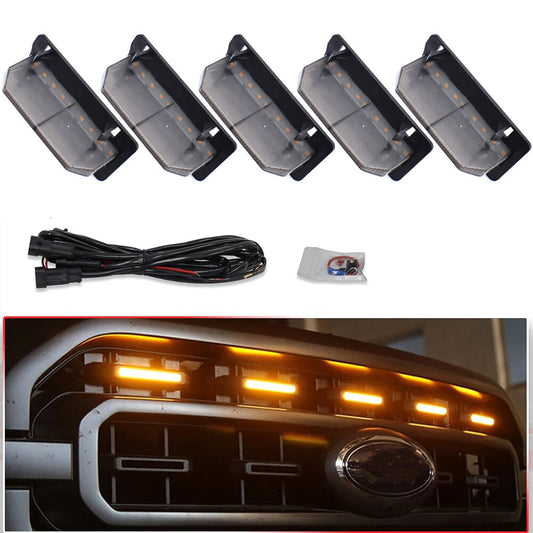 5x Amber For 2021-2023  for ford  F-150 XL/XLT/XLT Sporting Cab LED Front Grille Light Q