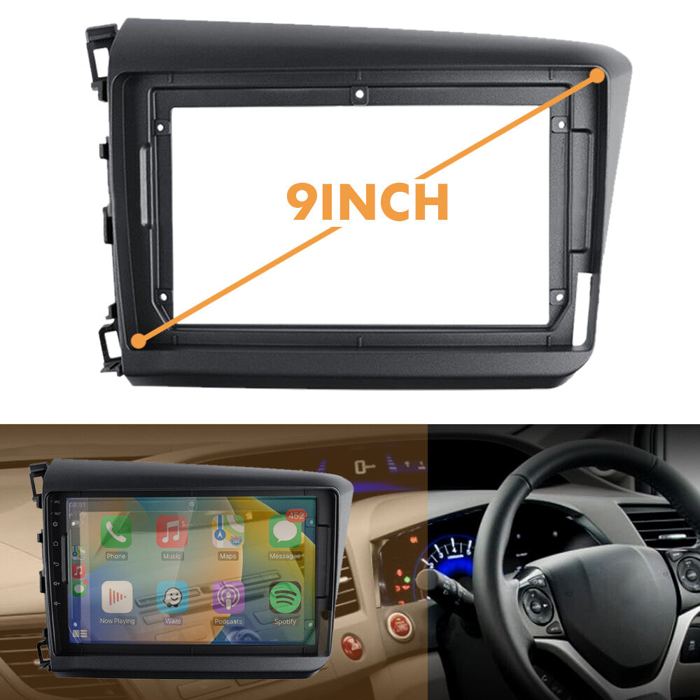 9-inch Fascia car radio panel for Honda for Civic 2012-2015 stereo dashboard frame left drive - n