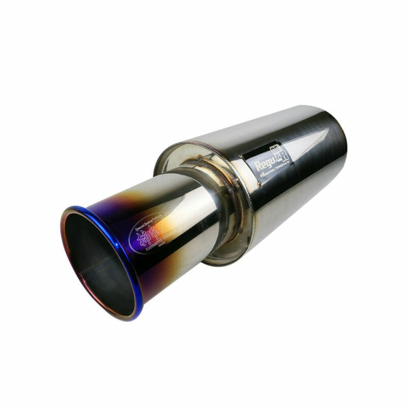 2.5 ID 4 OD Rolled Straight Exhaust Muffler Tip 6 Body Resonator Blue