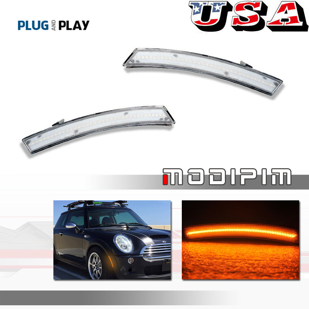 Amber LED light with transparent lens marked on the front, suitable for 02-08 for Mini Cooper R50 R52 R53- v