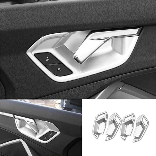 for Audi Q3 2019-2021 ABS Silver Interior Door Handle Bowl Frame Cover Trim 4X