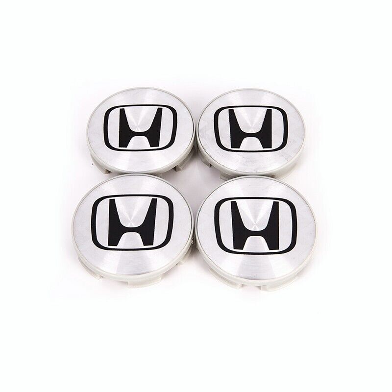 4-Piece Silver/Black Logo Aluminum Wheel Center Caps for Honda 1999-2005 for Civic 58mm