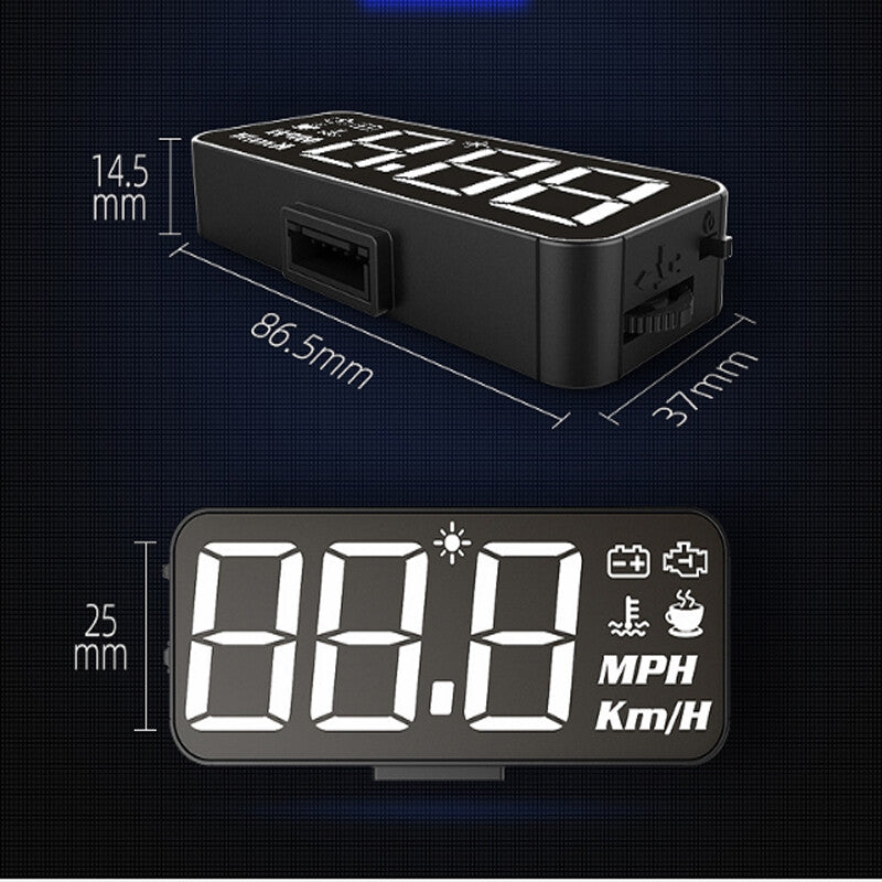 OBD2 Car HUD Head-Up Display Digital Projector Speedometer Water Temperature Volt (mph) n