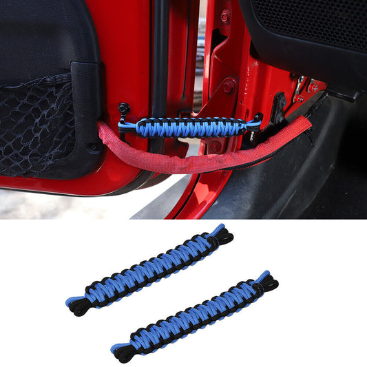 For YJ TJ JK JKU JL for Jeep for Wrangler Paracord Door Limiting Straps Limiter Blue 2X