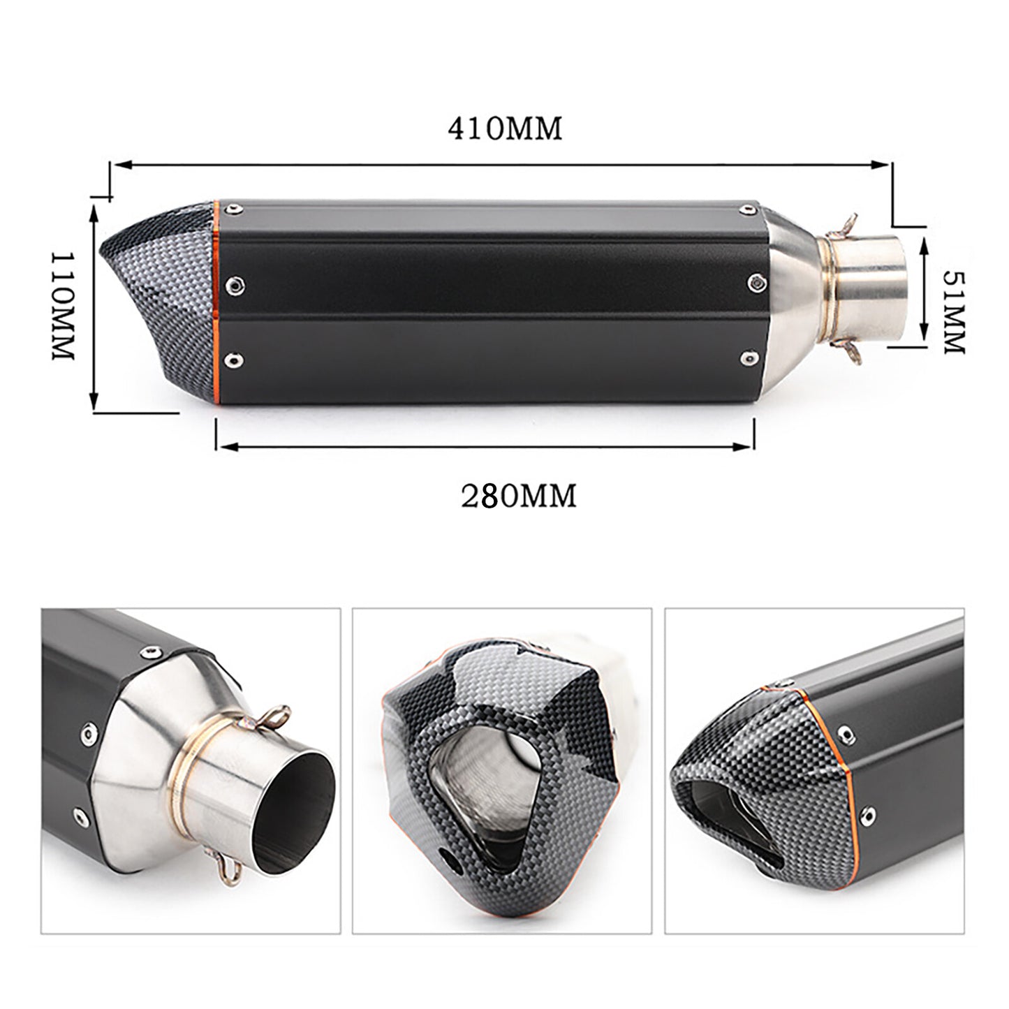 Universal Modified Exhaust Muffler Pipe Replacement Black Parts For Motorcycle