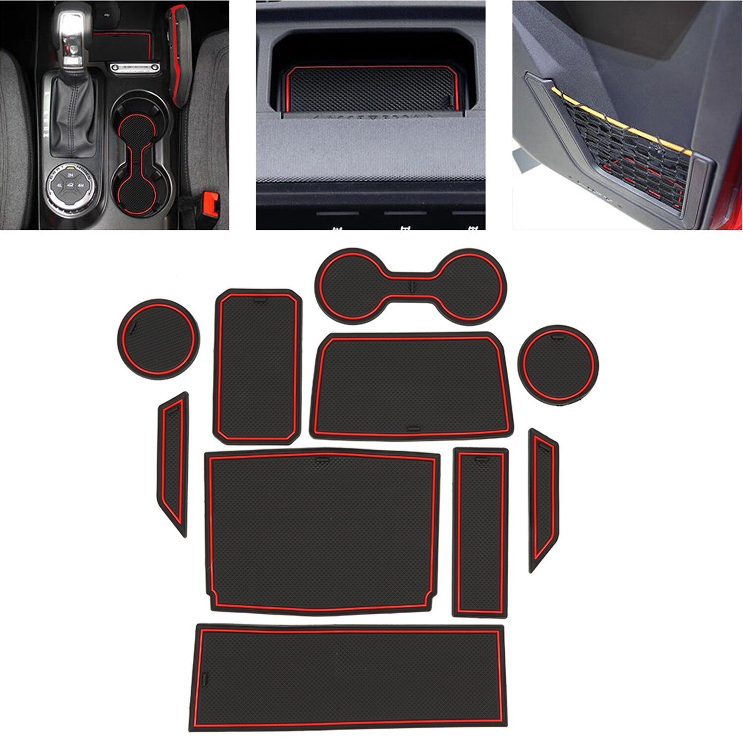 for ford  Bronco 2Door 2021-2023 Accessories Silencer Pad Door Mats Gate Slot Red