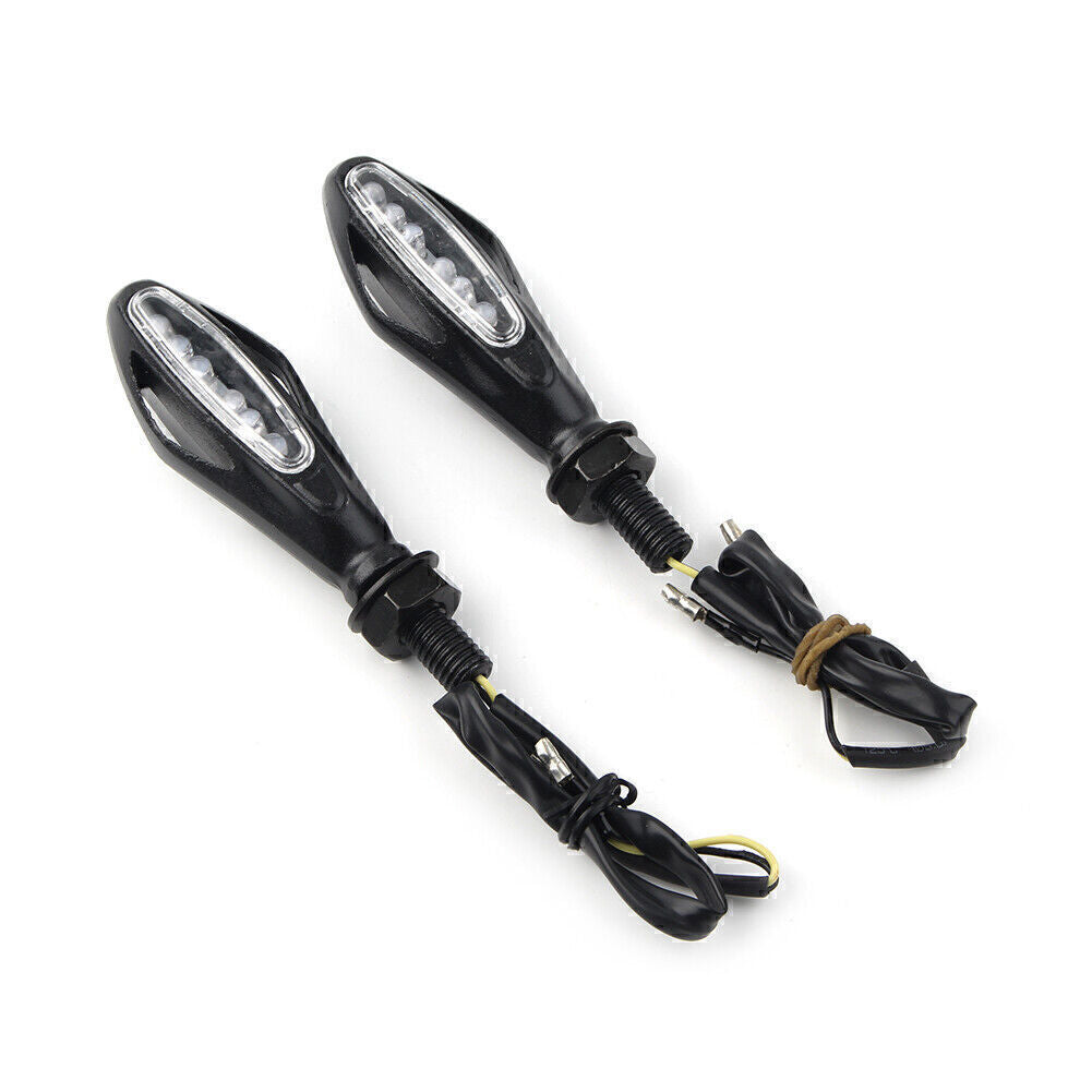 For Motorcycle Universal 12 LED Turn Signal Lights Amber Lamp Indicator Black Q