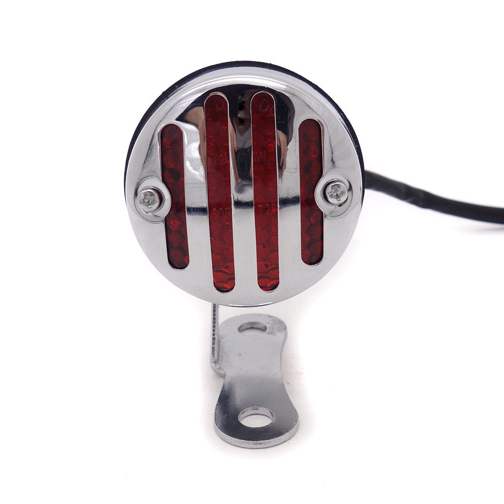 Chrome LED Vintage Grill Tail Brake Rear Light for Harley Chopper Touring ATV Q
