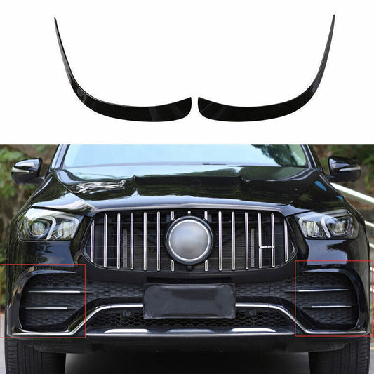 for Benz GLE 450 V167 20-23 ABS Black Front Bumper Lip Spoiler Fins Canards Trim