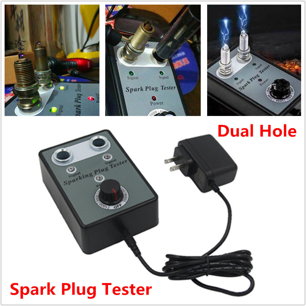 12V Automotive SUV Spark Plug Tester Analysis Adjustable Dual-Hole Ignition Detector Kit n
