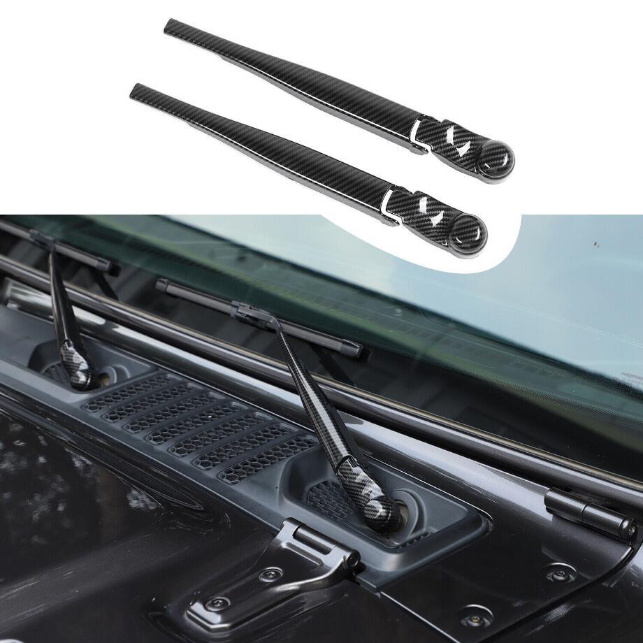 For 18-23 for Jeep for Wrangler JL Carbon Front Windshield Wiper Arm Blade Cover Trim 4P