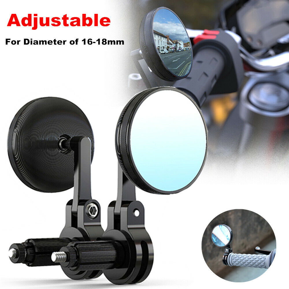 2-Piece Adjustable Motorcycle Round CNC Handlebar Side Retro Rearview Mirrors n
