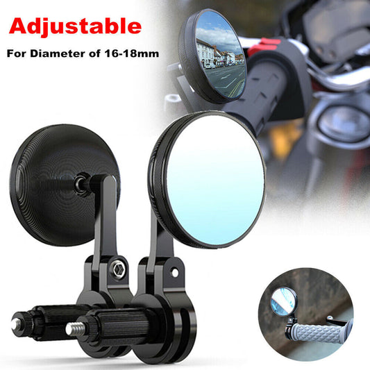 2-Piece Adjustable Motorcycle Round CNC Handlebar Side Retro Rearview Mirrors n