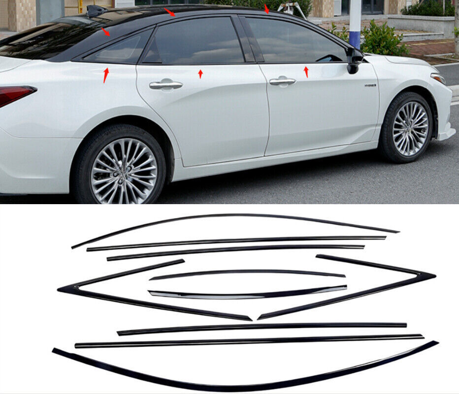 10pcs Black Steel Car Window Molding Strips Trim For 2019-2022 for Avalon B n