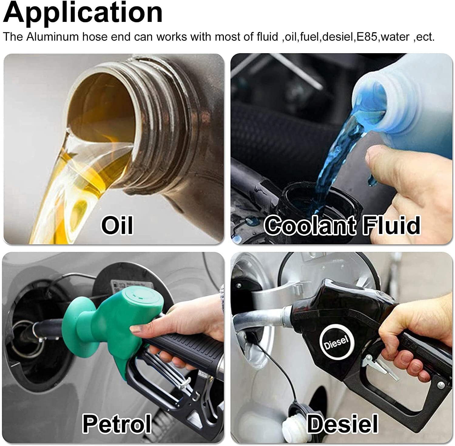 90-degree rotating oil, fuel, air, gas hose end fitting elbow set 6AN 8AN 10AN