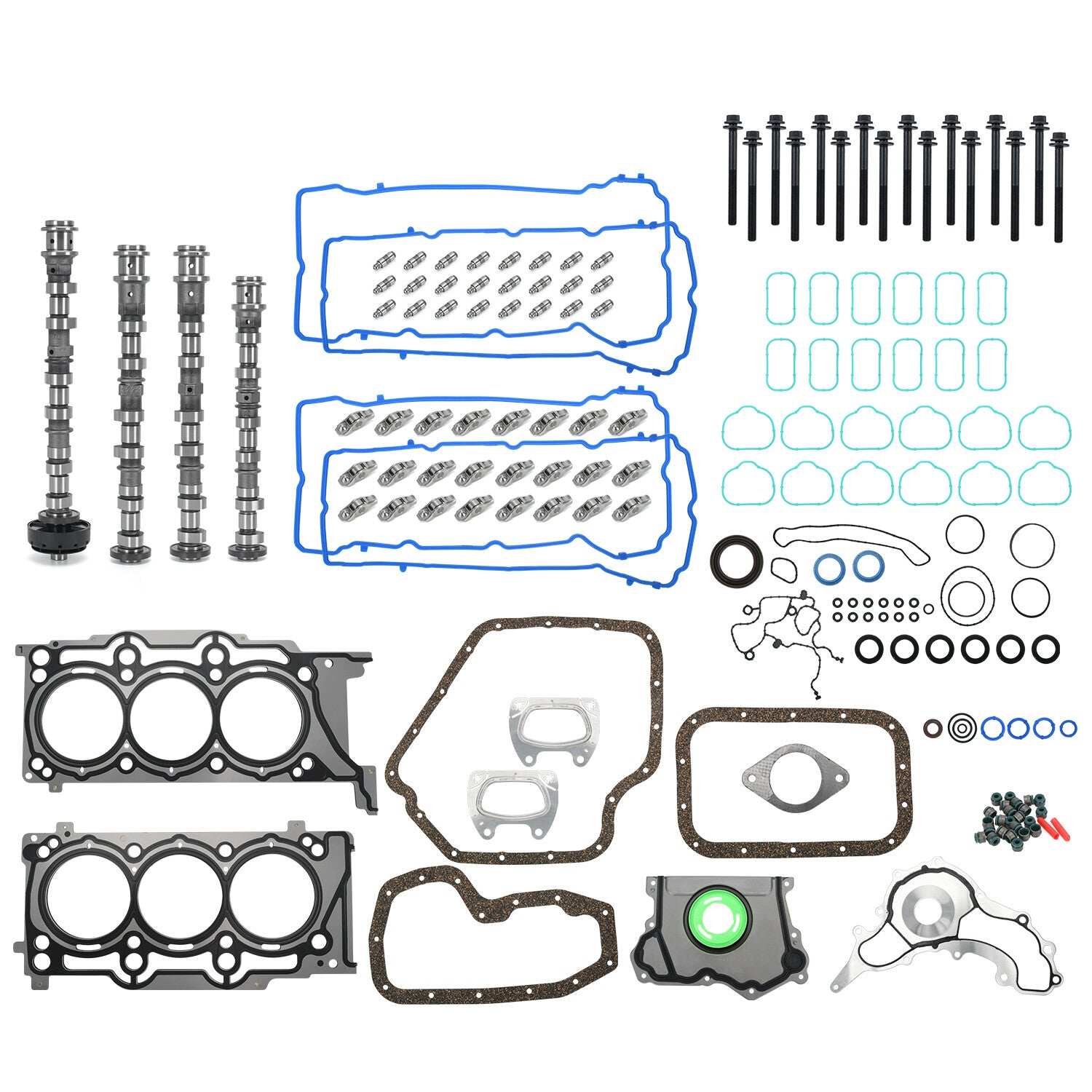3.6L V6 Engine Camshafts Rockers Lifters Kit w/Head Gasket For 2011-2016 for Jeep