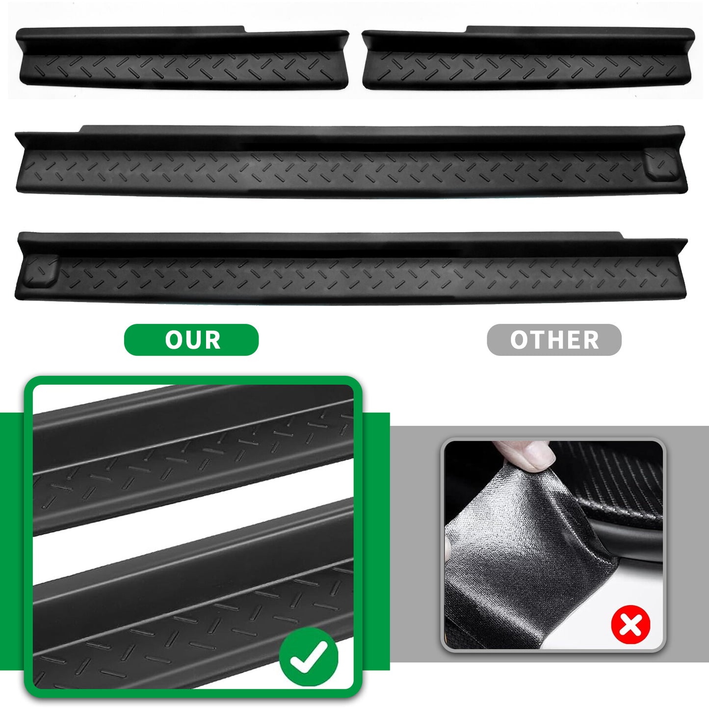4x For 07-18 for Jeep for Wrangler JK/JKU Door Sill Entry Guard Plate Protector Kits