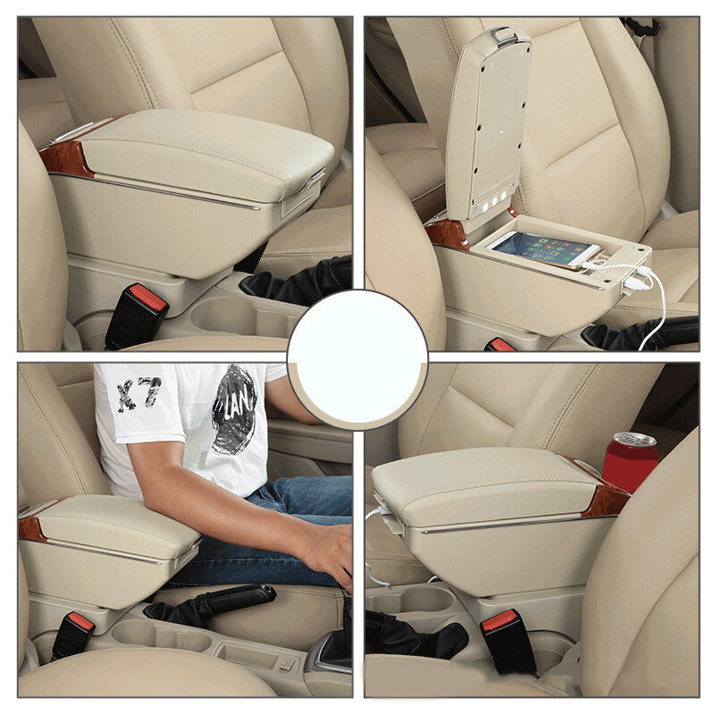 7 USB Car Armrestbox Rechargeable Container for LED Light Storage - No Drill Required n