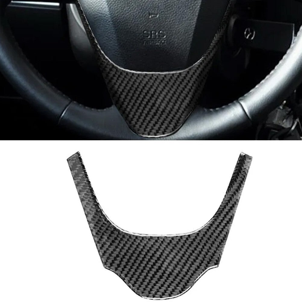 Stylish Carbon Fiber Steering Wheel Trim Elevates Your For Mazda3 2010-2013 v